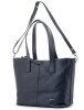 Rialto sötétkék tripla rekeszes női bőr válltáska tote táska 33 x 28 cm