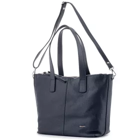   Rialto sötétkék tripla rekeszes női bőr válltáska tote táska 33 x 28 cm