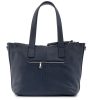 Rialto sötétkék tripla rekeszes női bőr válltáska tote táska 33 x 28 cm