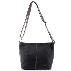   Rialto sötétkék-barna női bőr válltáska, levehető pántos 21x21x12 cm