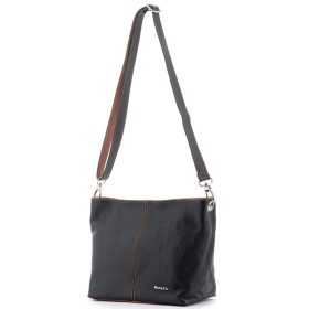   Rialto sötétkék-barna női bőr válltáska, levehető pántos 21x21x12 cm