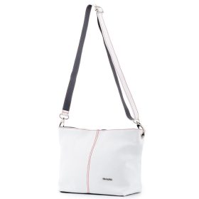   Rialto fehér-sötétkék női bőr válltáska, levehető pántos 21x21x12 cm