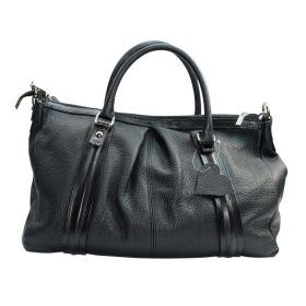 Rialto nagyméretű fekete női bőr kézitáska, vállpánttal