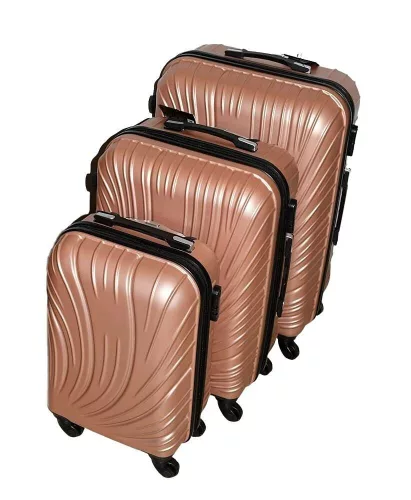 Rhino keményfalú, rosegold színű 3 db-os bőrönd szett