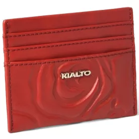 Rialto piros nyomott virágminás, női bőr kártyatartó