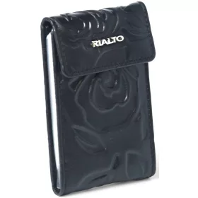 Rialto fekete nyomott virágminás, női bőr kártyatartó