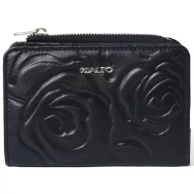   Rialto kisméretű fekete nyomott rózsás női bőr pénztárca 13 × 9,5 × 2,5 cm