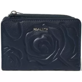   Rialto kisméretű sötétkék nyomott rózsás női bőr pénztárca 13 × 9,5 × 2,5 cm