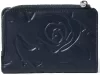 Rialto kisméretű sötétkék nyomott rózsás női bőr pénztárca 13 × 9,5 × 2,5 cm