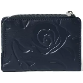   Rialto kisméretű sötétkék nyomott rózsás női bőr pénztárca 13 × 9,5 × 2,5 cm