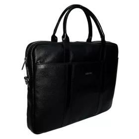   Rialto olasz fekete színű bőr laptoptáska 15,6"   38 × 28 cm