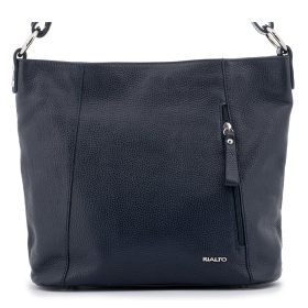   Rialto sötétkék női bőr válltáska, állítható vállpánttal 31x28x11 cm