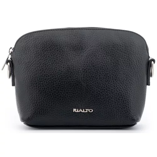 Rialto olasz fekete női bőr oldaltáska, crossbody 21 × 15 × 6,5 cm