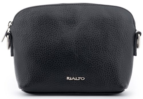 Rialto olasz fekete női bőr oldaltáska, crossbody 21 × 15 × 6,5 cm