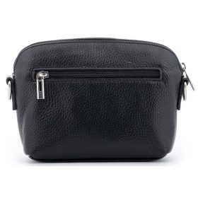   Rialto olasz fekete női bőr oldaltáska, crossbody 21 × 15 × 6,5 cm