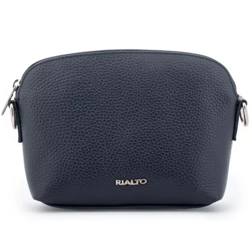 Rialto olasz sötétkék női bőr oldaltáska, crossbody 21 × 15 × 6,5 cm