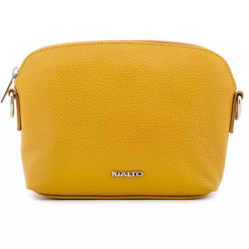 Rialto olasz sárga női bőr oldaltáska, crossbody 21 × 15 × 6,5 cm
