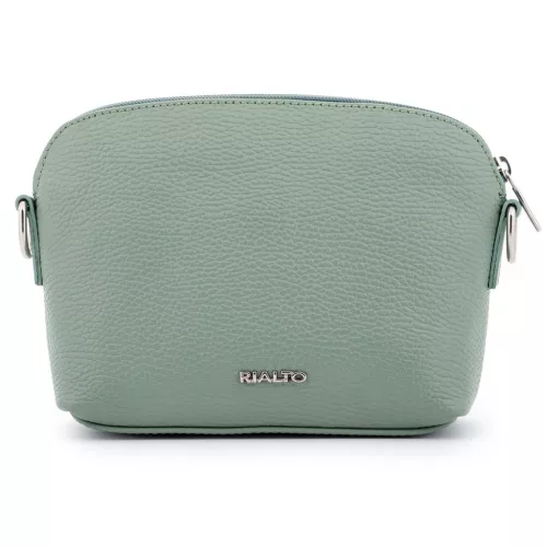 Rialto olasz világos zöld női bőr oldaltáska, crossbody 21 × 15 × 6,5 cm
