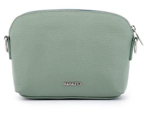 Rialto olasz világos zöld női bőr oldaltáska, crossbody 21 × 15 × 6,5 cm