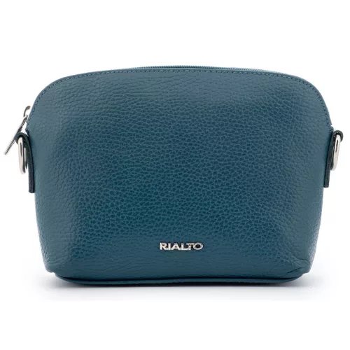 Rialto olasz türkizzöld női bőr oldaltáska, crossbody 21 × 15 × 6,5 cm
