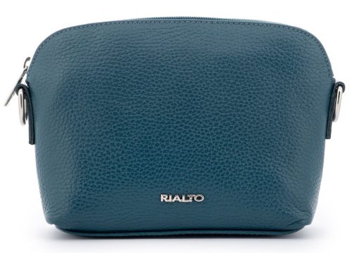 Rialto olasz türkizzöld női bőr oldaltáska, crossbody 21 × 15 × 6,5 cm
