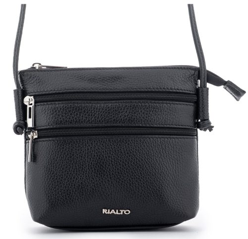 Rialto olasz fekete női bőr oldaltáska, crossbody 18 x 18 x 4,5 cm
