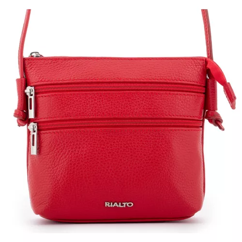 Rialto olasz piros női bőr oldaltáska, crossbody 18 x 18 x 4,5 cm