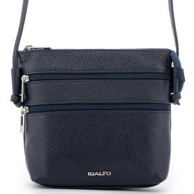   Rialto olasz sötétkék női bőr oldaltáska, crossbody 18 x 18 x 4,5 cm