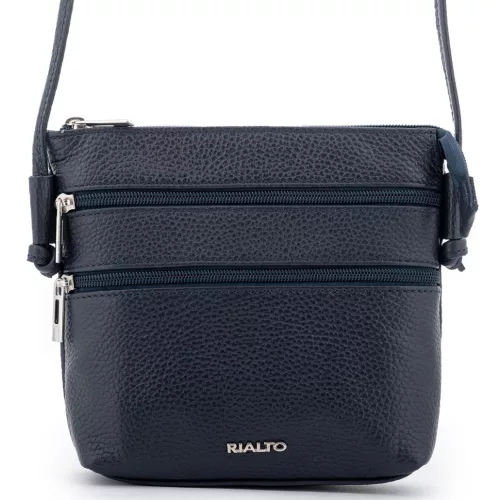 Rialto olasz sötétkék női bőr oldaltáska, crossbody 18 x 18 x 4,5 cm