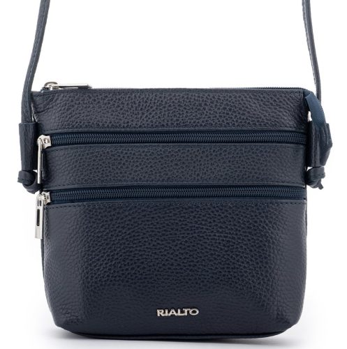 Rialto olasz sötétkék női bőr oldaltáska, crossbody 18 x 18 x 4,5 cm