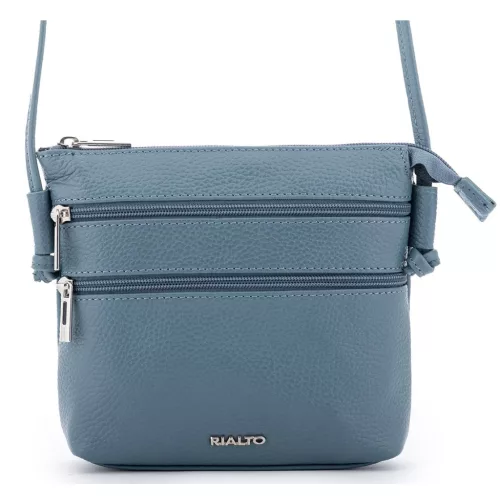 Rialto olasz petrolkék női bőr oldaltáska, crossbody 18 x 18 x 4,5 cm