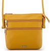 Rialto olasz sárga női bőr oldaltáska, crossbody 18 x 18 x 4,5 cm
