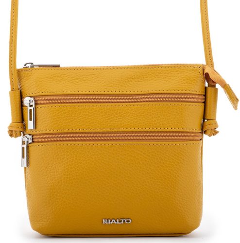 Rialto olasz sárga női bőr oldaltáska, crossbody 18 x 18 x 4,5 cm