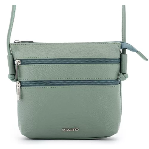 Rialto olasz világos zöld női bőr oldaltáska, crossbody 18 x 18 x 4,5 cm