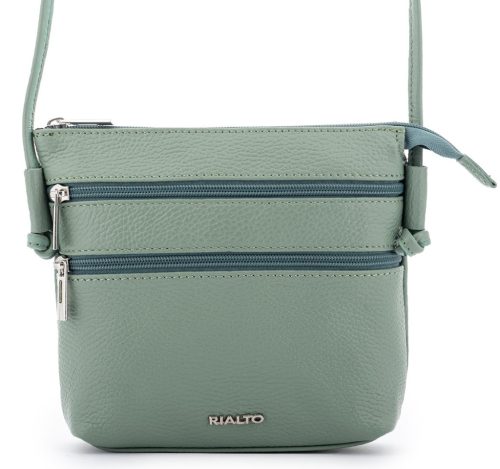 Rialto olasz világos zöld női bőr oldaltáska, crossbody 18 x 18 x 4,5 cm
