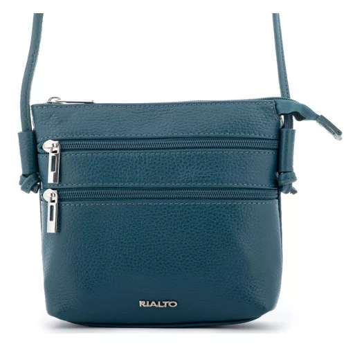Rialto olasz türkizzöld női bőr oldaltáska, crossbody 18 x 18 x 4,5 cm