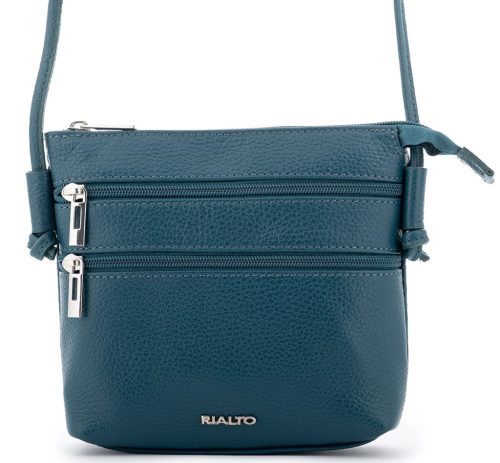 Rialto olasz türkizzöld női bőr oldaltáska, crossbody 18 x 18 x 4,5 cm