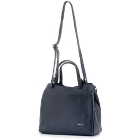   Rialto sötétkék női bőr kézitáska, levehető vállpánttal 30x25x12 cm