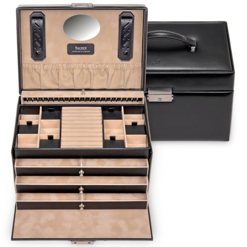 Sacher: Jasmin, fekete 3 fiókos ékszerdoboz