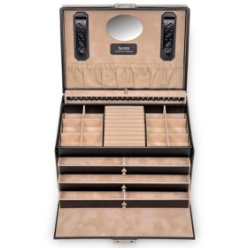 Sacher: Jasmin, fekete 3 fiókos ékszerdoboz