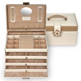   Sacher: Jasmin krém színű 3 fiókos ékszerdoboz, ékszertartó