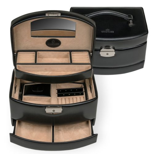 Windrose Merino fekete ékszertartó, ékszerdoboz