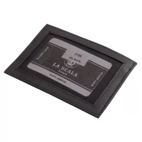 LA SCALA fekete bőr kártyatartó 12,5 × 9,5 cm