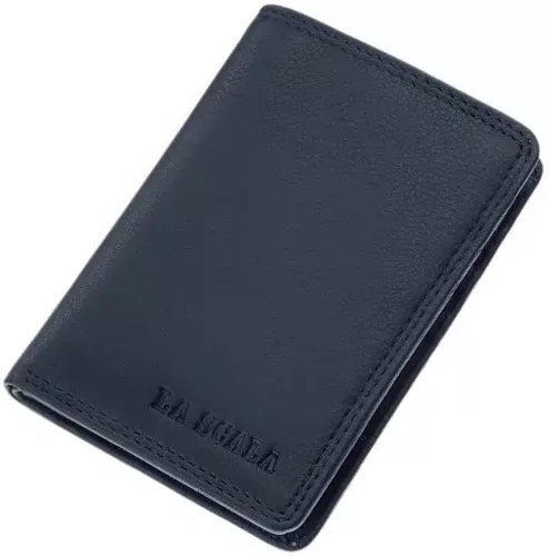 La Scala sötétkék női bőr kártyatartó 10 × 7,5 cm
