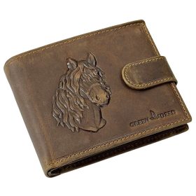   GreenDeed átfogópántos bőr pénztárca lovas 3D lenyomattal, RFID