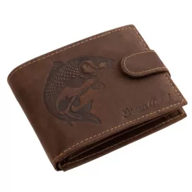   GreenDeed átfogópántos bőr pénztárca ponty 3D lenyomattal, RFID, 10,8 × 8,5 cm