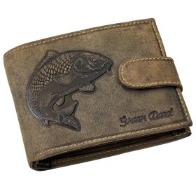   GreenDeed átfogópántos bőr pénztárca ponty 3D lenyomattal, RFID