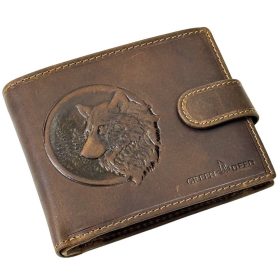   GreenDeed átfogópántos bőr pénztárca farkas 3D lenyomattal, RFID