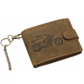   GreenDeed Chopper barna, motoros bőr pénztárca, RFID védett