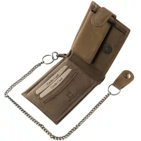   GreenDeed barna bőr pénztárca, Chopper motor mintával, RFID védett